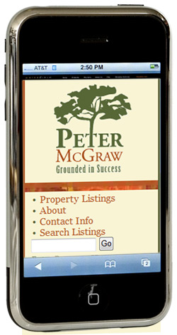 Real estate mobile site on a handset